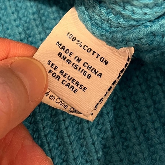 🩵 525 – Blue Colorblock Cotton Knit Sweater – Size M/L (based on measurements) - Picture 3 of 7